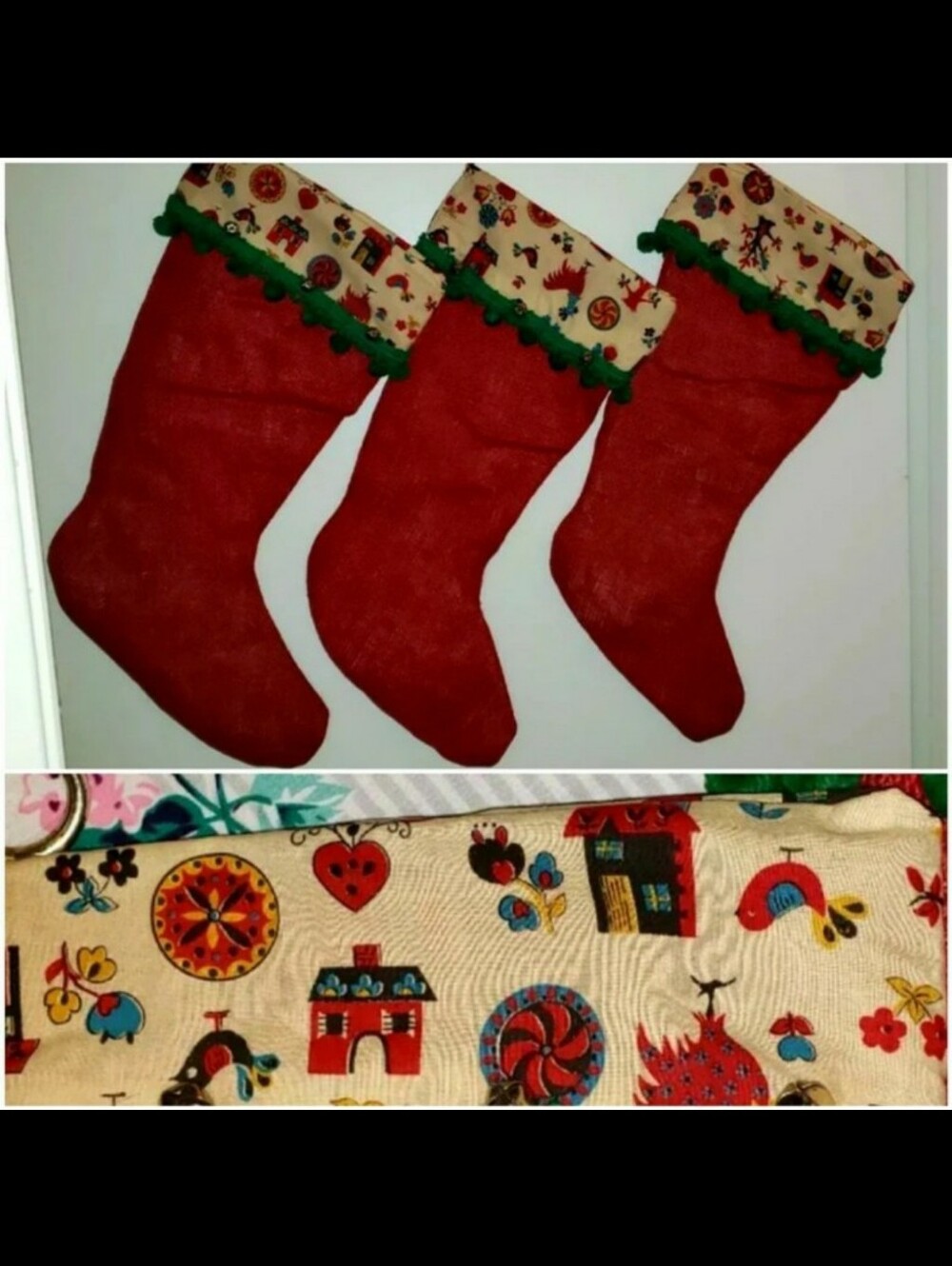 Mid-Century Rustic, Farmhouse Christmas Stocking Set Of Three (3)